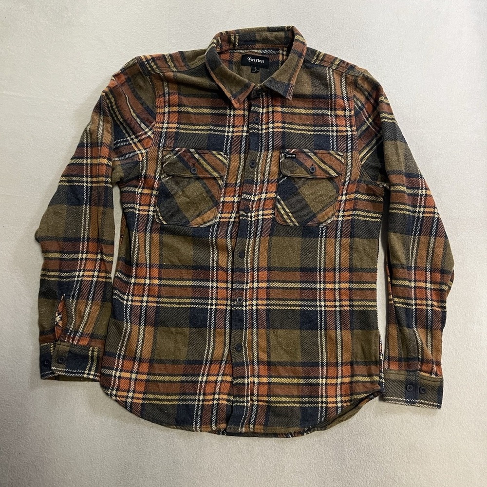 Brixton Flannel Shirt Men's Size Large Plaid Long Sleeve Button Up Heavyweight